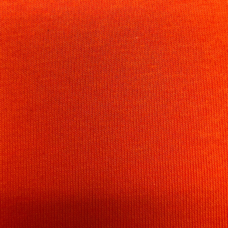 Orange-red sweatshirt athletic brushed poly knit fleece tela